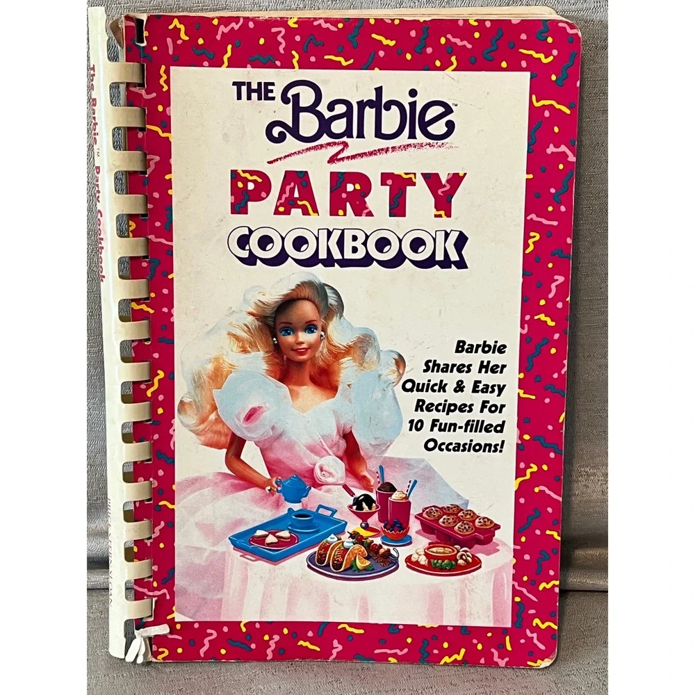 Vintage 1991 Barbie Party Cookbook Helene Siegel Price Stern Sloan Spiral Bound